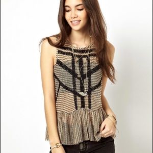 Free People tan and black tank top